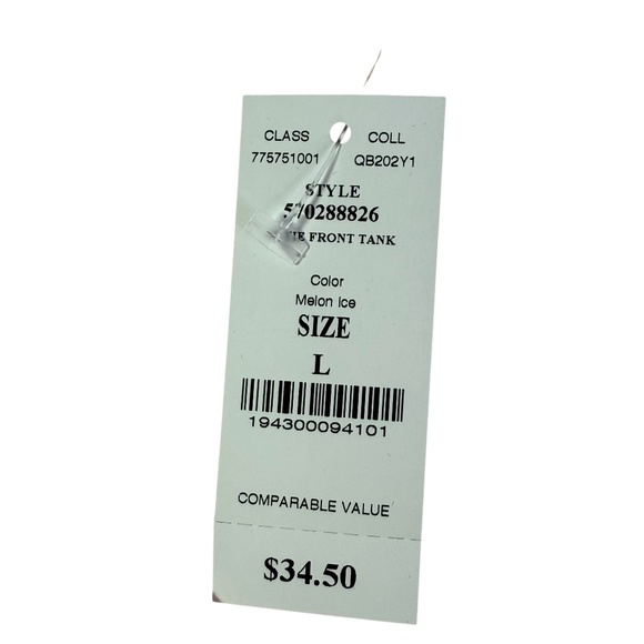 NWT WHBM Sleeveless V-Neck Button Front Tie Bottom Top Size L - Picture 7 of 8